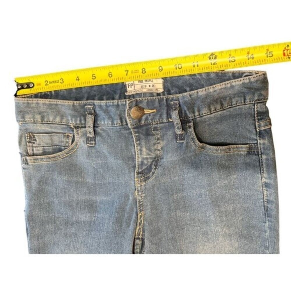 Free People Skinny Jeans Medium Wash Low Rise Denim Pants Size 26 - Picture 4 of 7